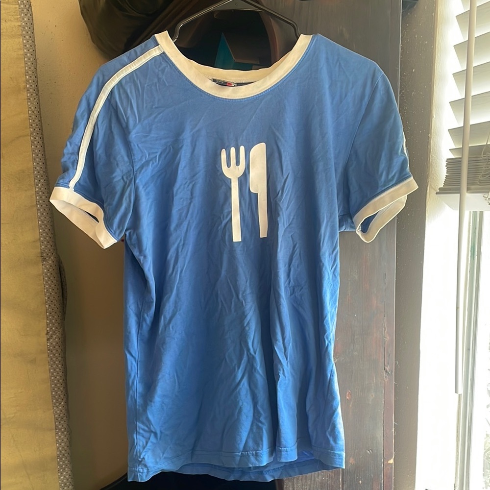 Blue T-Shirt with White Cutlery Design